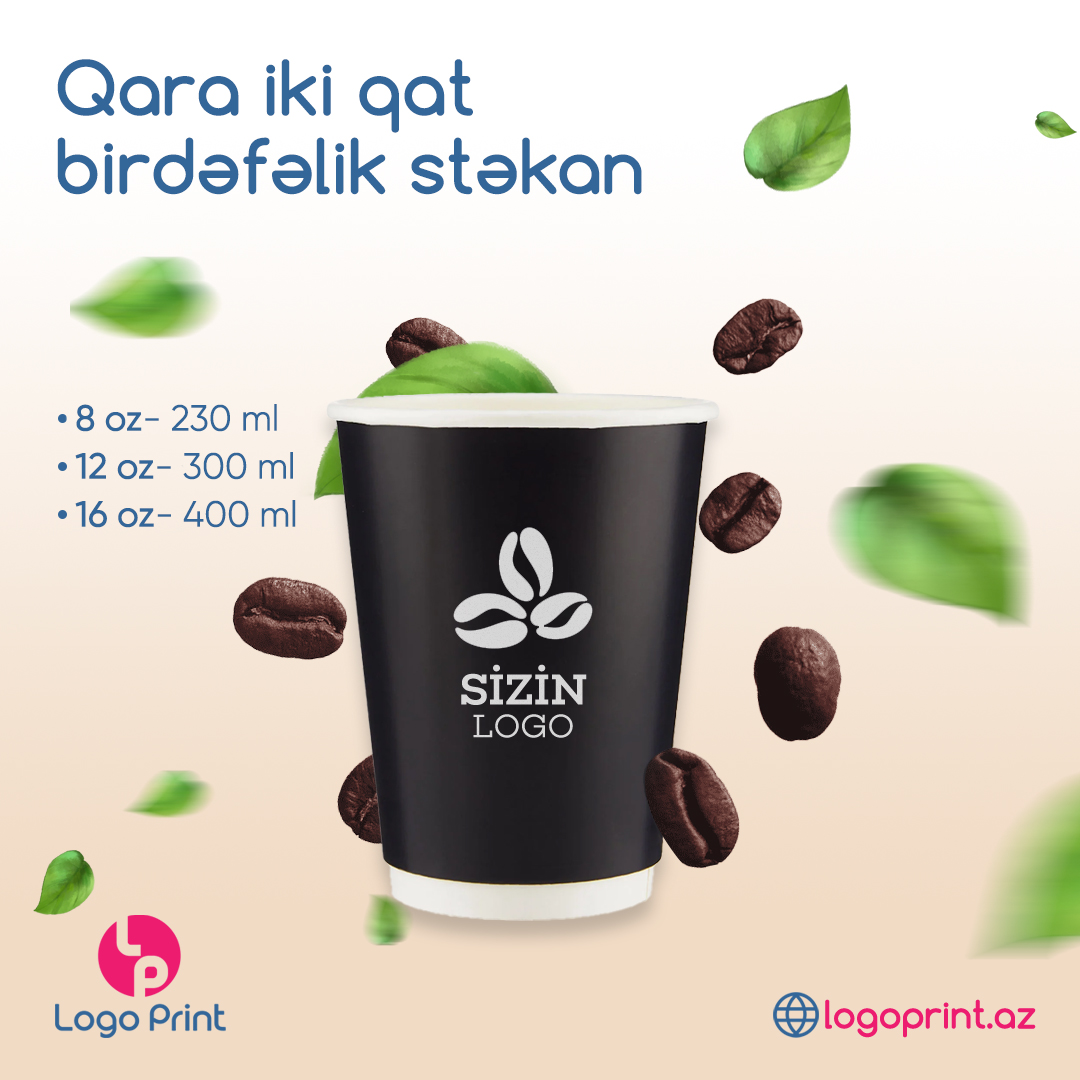Qara iki qat birdəfəlik stəkan